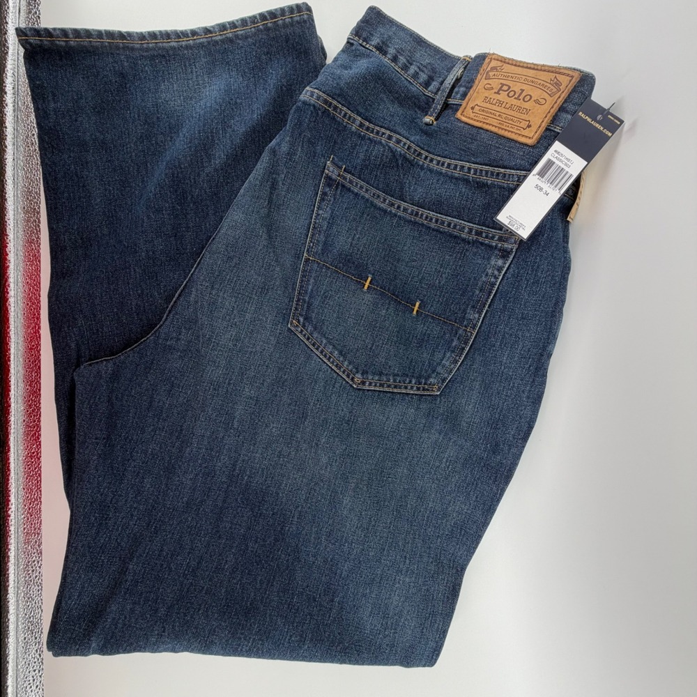 Polo Ralph Lauren Authentic Dungarees Classic Fit Jeans Men 50x34 Blue Denim New